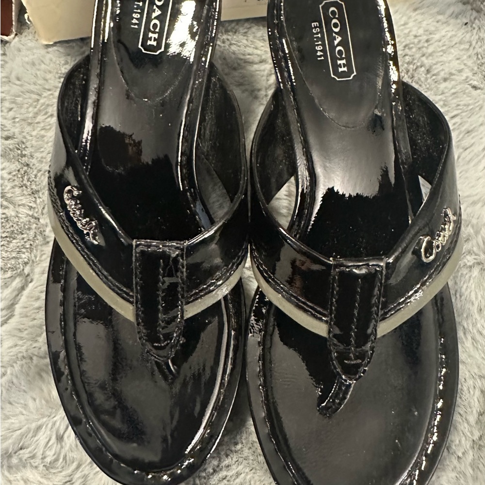 Coach Glossy Black Women's Sandals